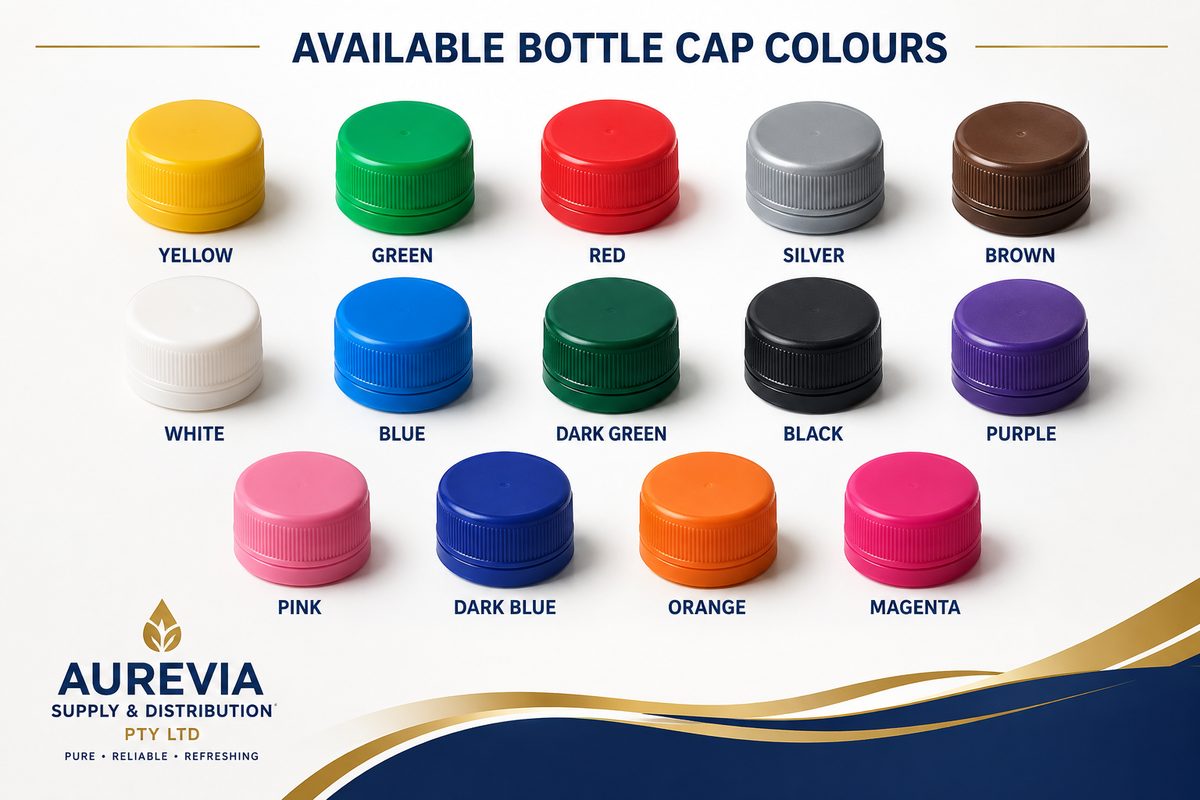 Available bottle cap colours for custom branded water